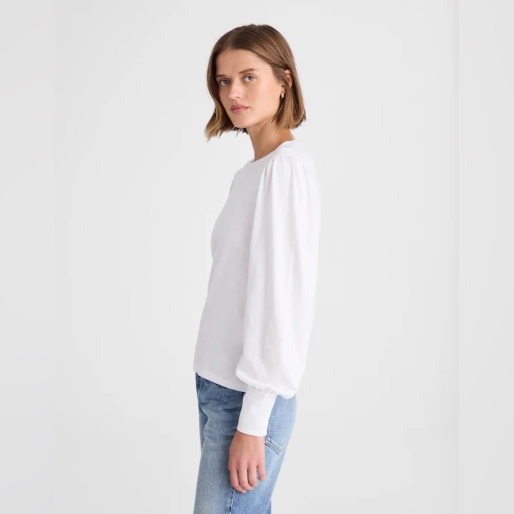 Madewell NWT Smocked Long Sleeve Top Size XS in Soft Slub  Bubble